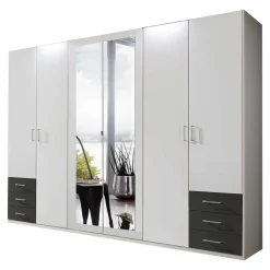 Schlafzimmer Kleiderschrank in Weiß & Dunkelgrau - Shakti