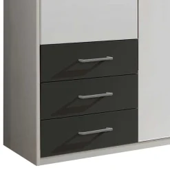 Schlafzimmer Kleiderschrank in Weiß & Dunkelgrau - Shakti