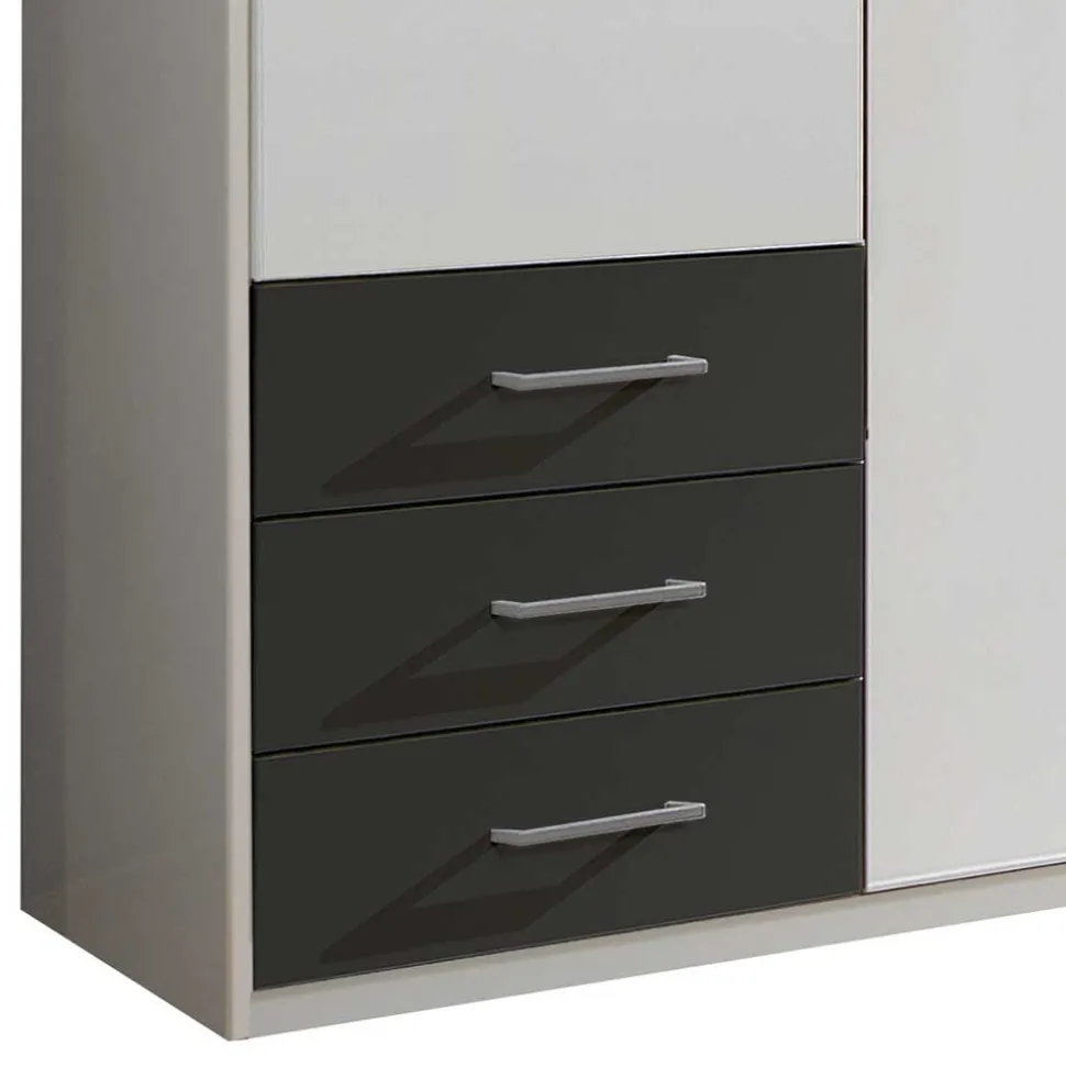 Schlafzimmer Kleiderschrank in Weiß & Dunkelgrau - Shakti