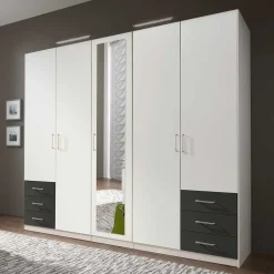 Schlafzimmer Kleiderschrank in Weiß mit Dunkelgrau - Donnsai