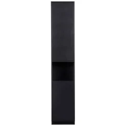Schmaler Hochschrank in Schwarz Kiefernholz teilmassiv - Niwidus