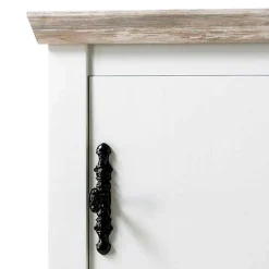 Schmales Highboard 1-türig Nedita in Weiß & Pinie Shabby Dekor