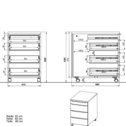 Schreibtisch & Rollcontainer Set - Sparkle (zweiteilig)