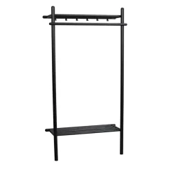 Schwarze Holz Garderobe aus Eiche Massivholz - Evlinu