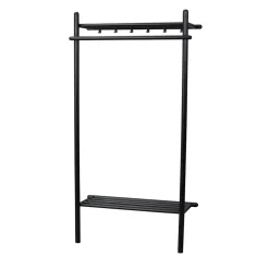 Schwarze Holz Garderobe aus Eiche Massivholz - Evlinu
