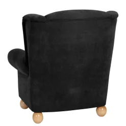 Schwarzer Velours Sessel mit Ohren - Bravassa