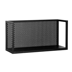 Schwarzes Metall Wandregal mit Rückwand - Bela