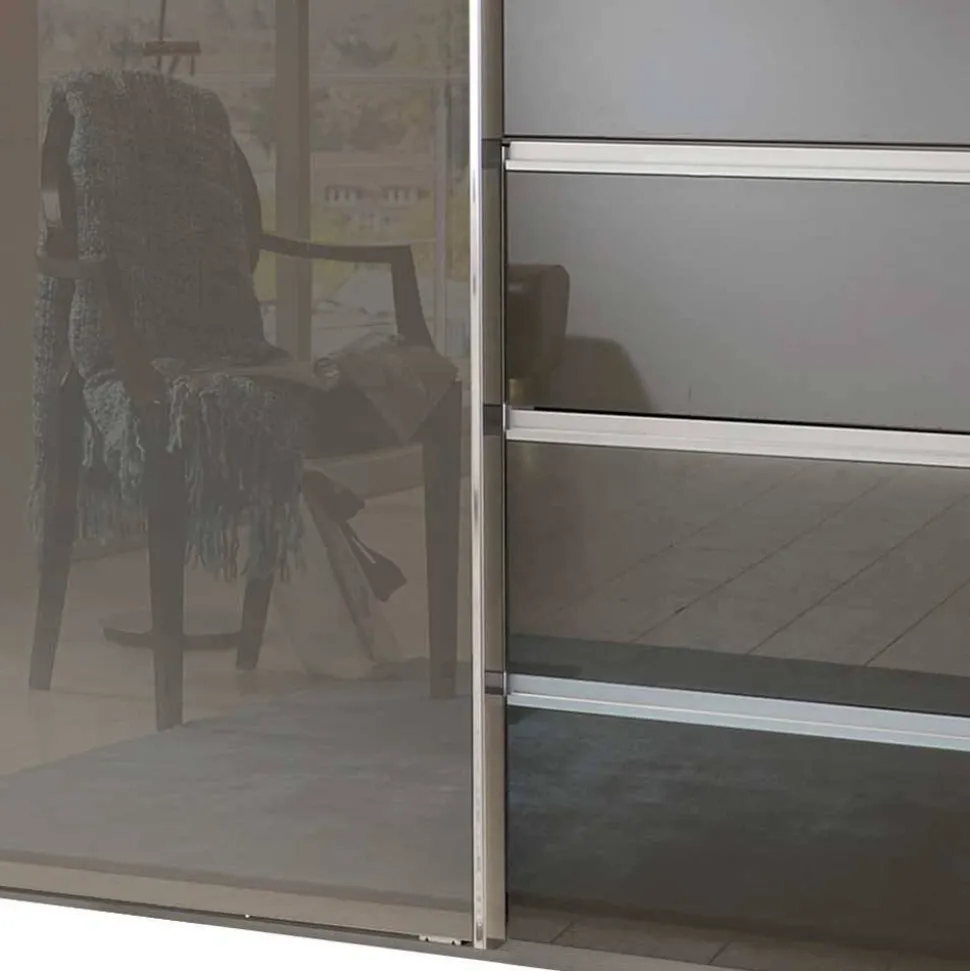 Schwebetüren-Kleiderschrank in Braun Glasfront - Radojan