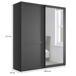 Schwebetürenschrank in Dunkelgrau foliert - Mataram
