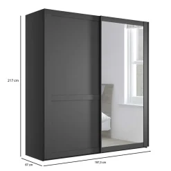 Schwebetürenschrank in Dunkelgrau foliert - Mataram
