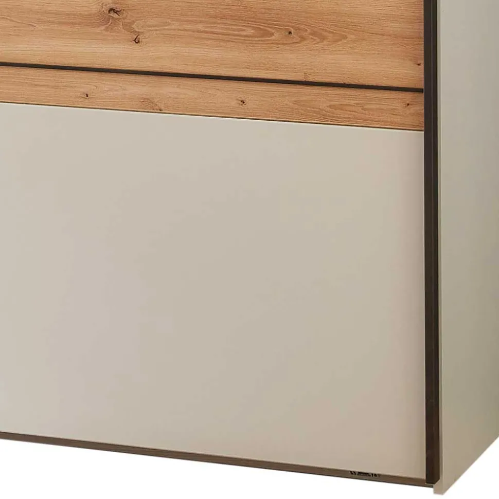 Schwebetürenschrank in Eiche Bianco & Beige - Kezmina