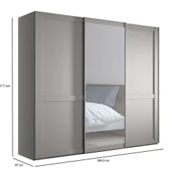 Schwebetürenschrank in Hellgrau - Ridonna