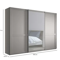Schwebetürenschrank in Hellgrau - Ridonna