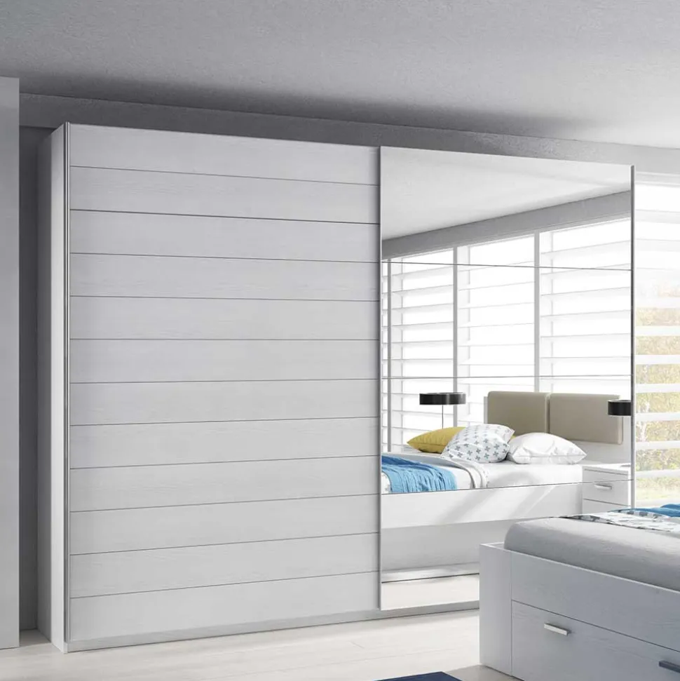 Schwebetürenschrank in Weiß Esche Dekor - Pruducia