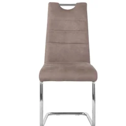 Schwingstuehle in Taupe und Chrom - Fyoras (4er Set)