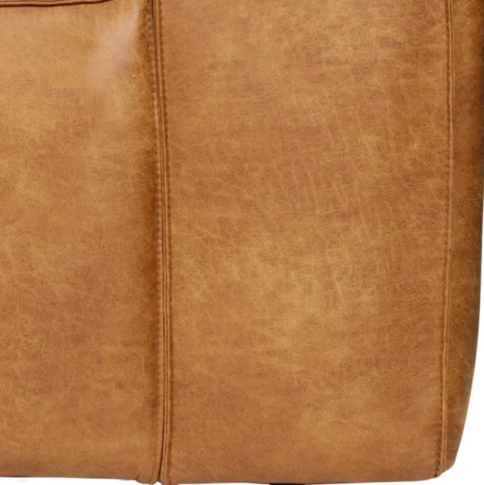 Sessel aus Recyclingleder in Braun Cognac - Baham