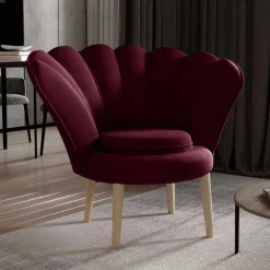 Sessel im Muscheldesign in Bordeaux Rot - Catuella
