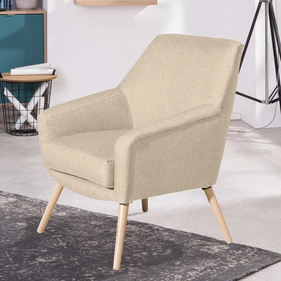 Sessel in Beige und Buche Natur - Vareika