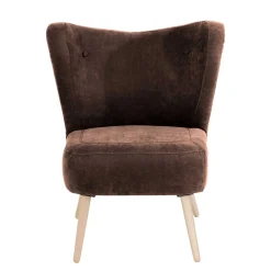 Sessel in Braun Velours und Buche - Cremana