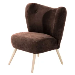 Sessel in Braun Velours und Buche - Cremana