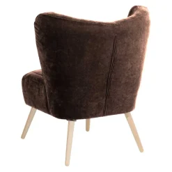 Sessel in Braun Velours und Buche - Cremana