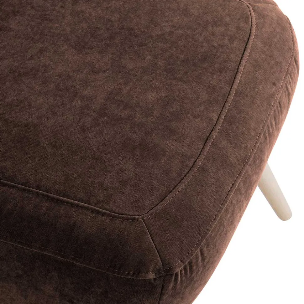 Sessel in Braun Velours und Buche - Cremana