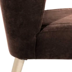 Sessel in Braun Velours und Buche - Cremana