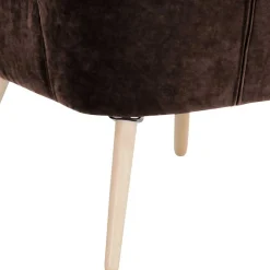 Sessel in Braun Velours und Buche - Cremana