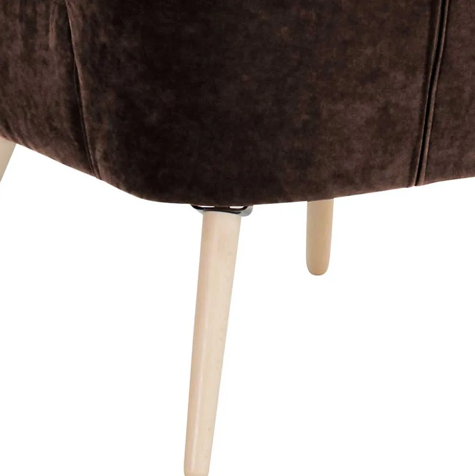 Sessel in Braun Velours und Buche - Cremana