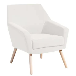 Sessel in Creme Velours-Stoff - Emia