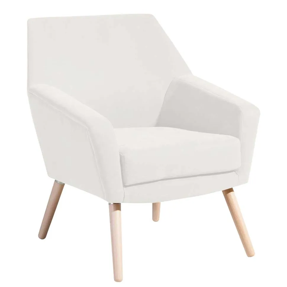 Sessel in Creme Velours-Stoff - Emia