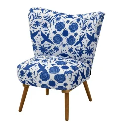 Sessel in Weiß Blau mit Blumen und Vögeln - Intiatos