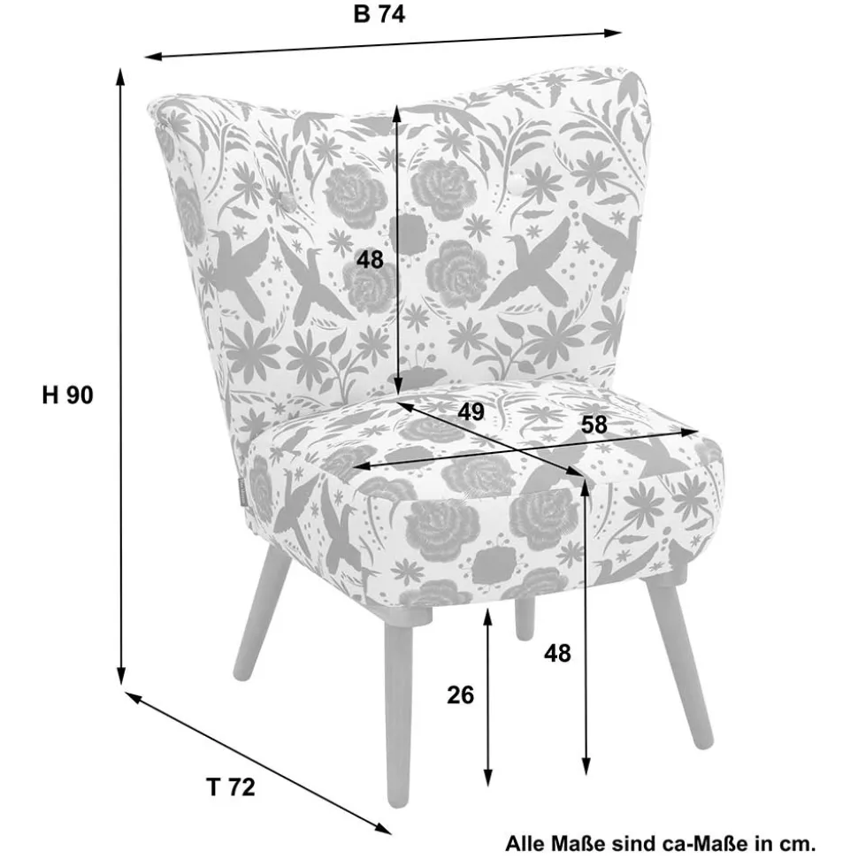 Sessel in Weiß Blau mit Blumen und Vögeln - Intiatos
