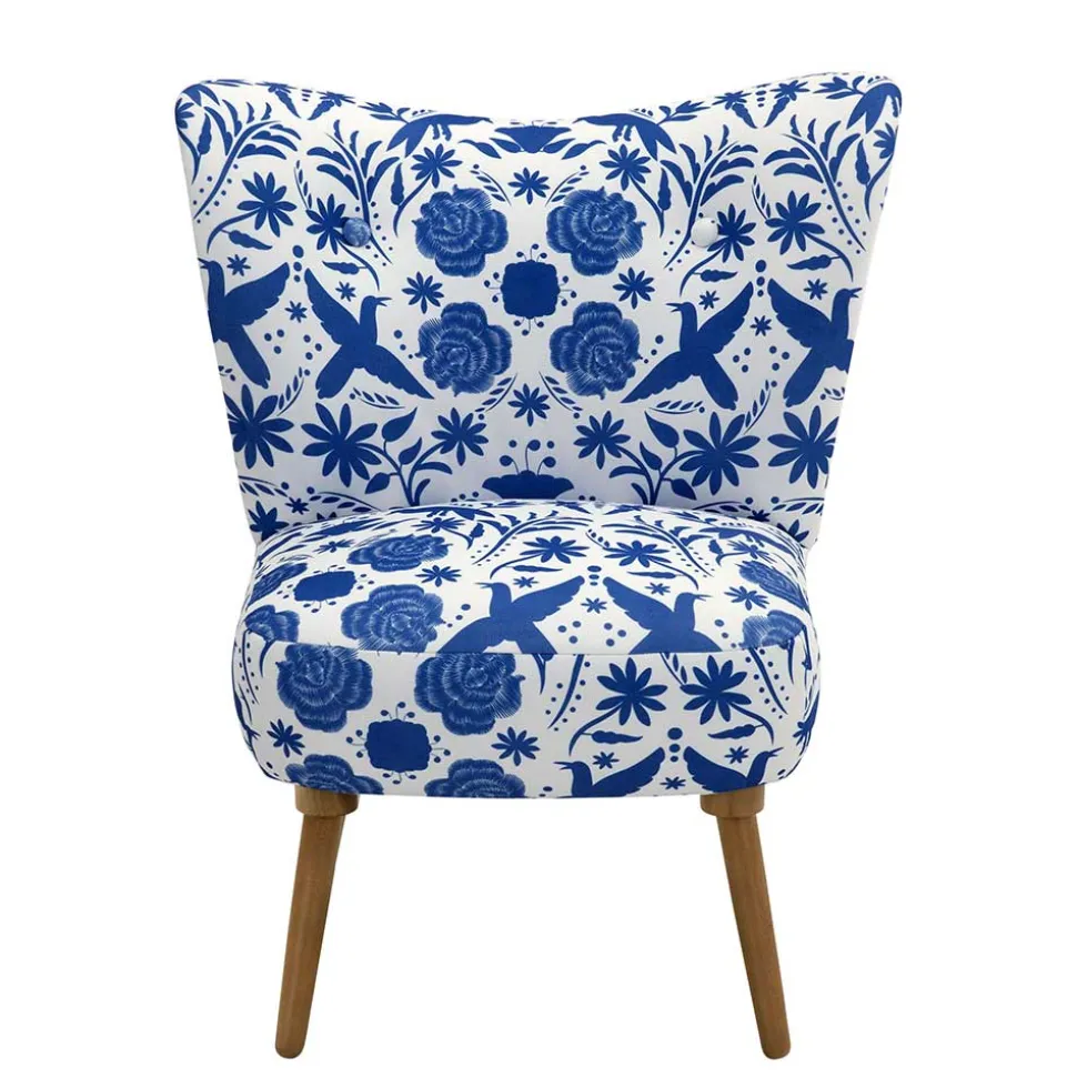 Sessel in Weiß Blau mit Blumen und Vögeln - Intiatos