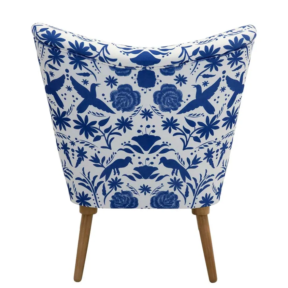 Sessel in Weiß Blau mit Blumen und Vögeln - Intiatos