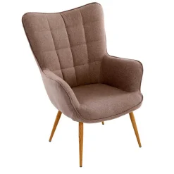 Sessel mit Fußhocker in Beige - Trees (zweiteilig)