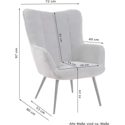 Sessel mit Fußhocker in Beige - Trees (zweiteilig)