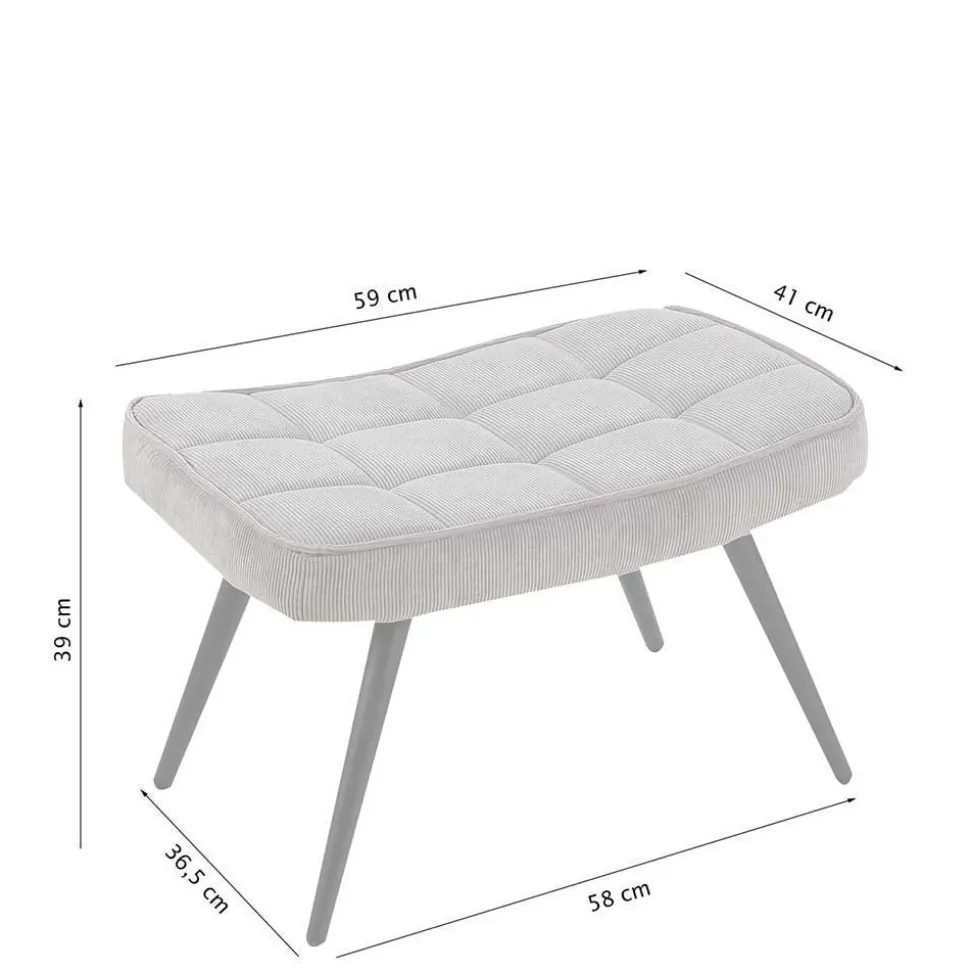 Sessel mit Fußhocker in Beige - Trees (zweiteilig)