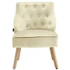 Sessel mit Knopfheftung in Creme Samt - Artling (2er Set)