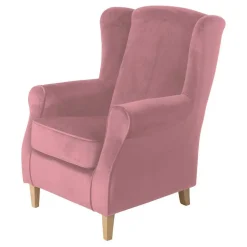 Sessel mit Ohren in Rosa Samtvelours - Cascaya