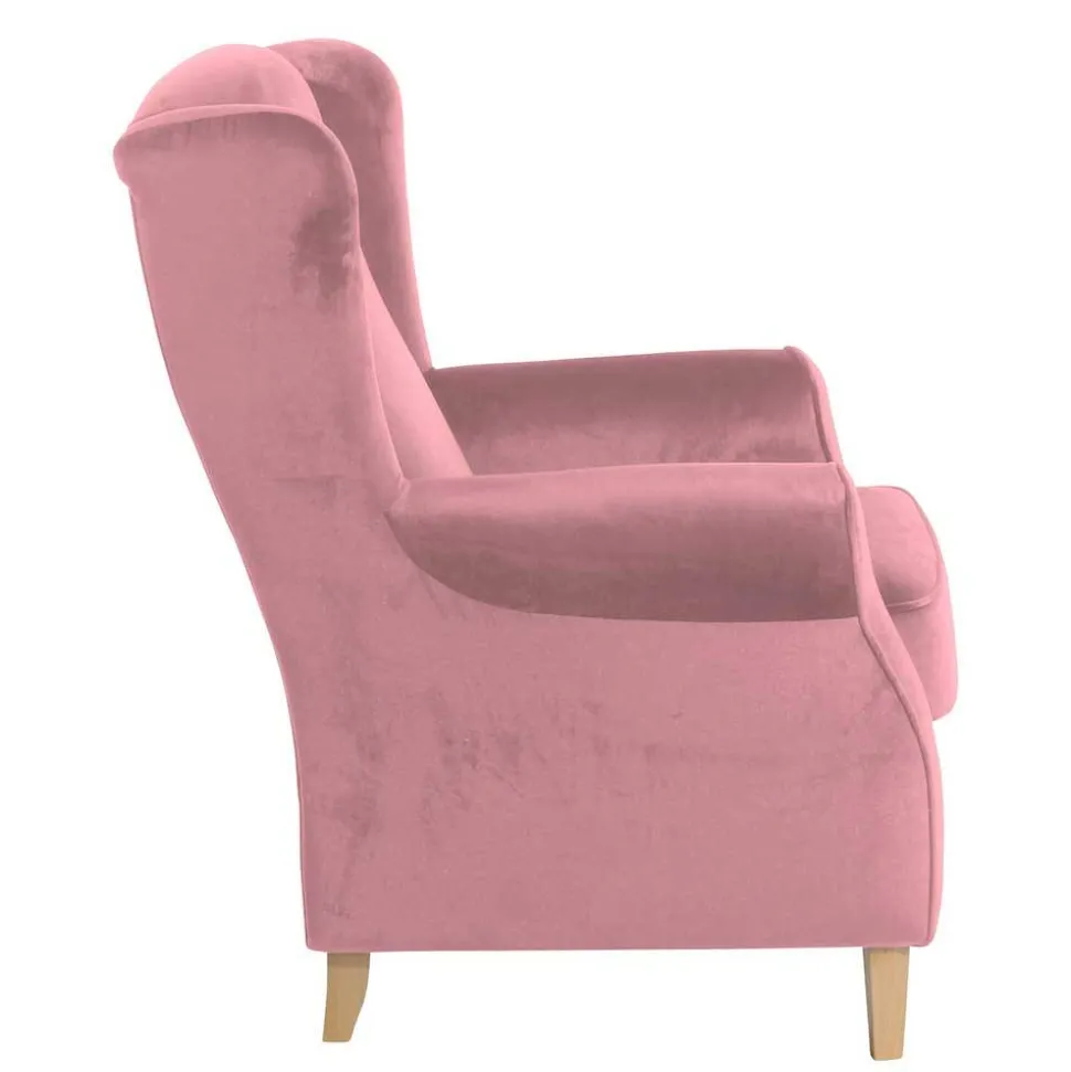 Sessel mit Ohren in Rosa Samtvelours - Cascaya