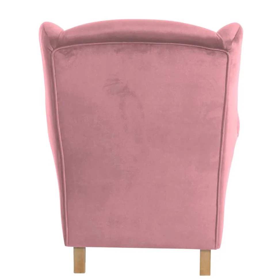 Sessel mit Ohren in Rosa Samtvelours - Cascaya