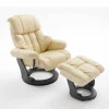Sessel mit Relaxfunktion Leder in Creme Jet inkl. Fußhocker (zweiteilig)