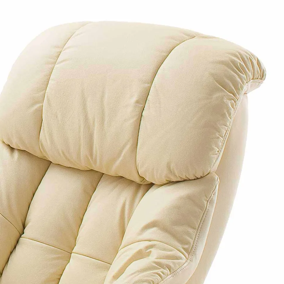 Sessel mit Relaxfunktion Leder in Creme Jet inkl. Fußhocker (zweiteilig)