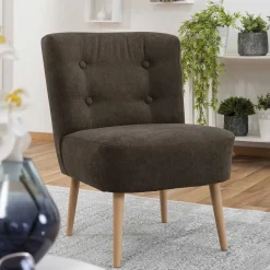 Sessel mit vier Knopfheftungen in Dunkelbraun - Sebastiano
