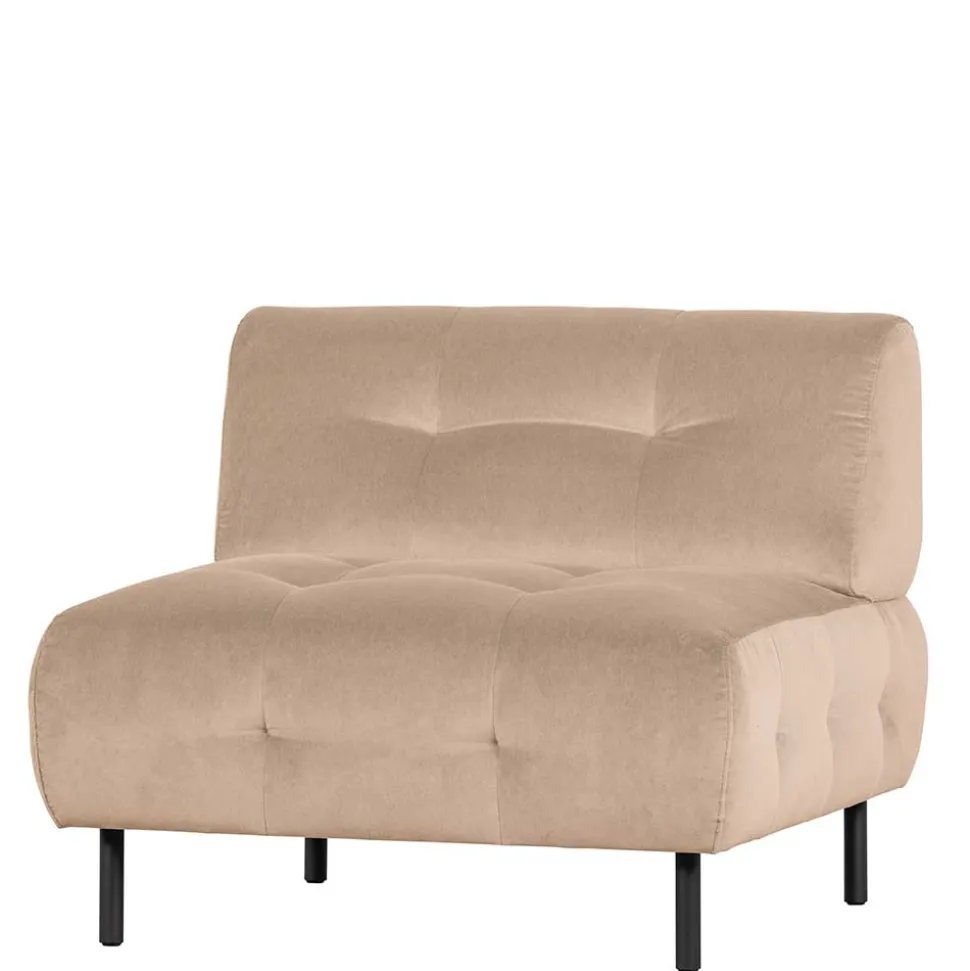 Sessel ohne Armlehnen in Creme Samt - Yorano