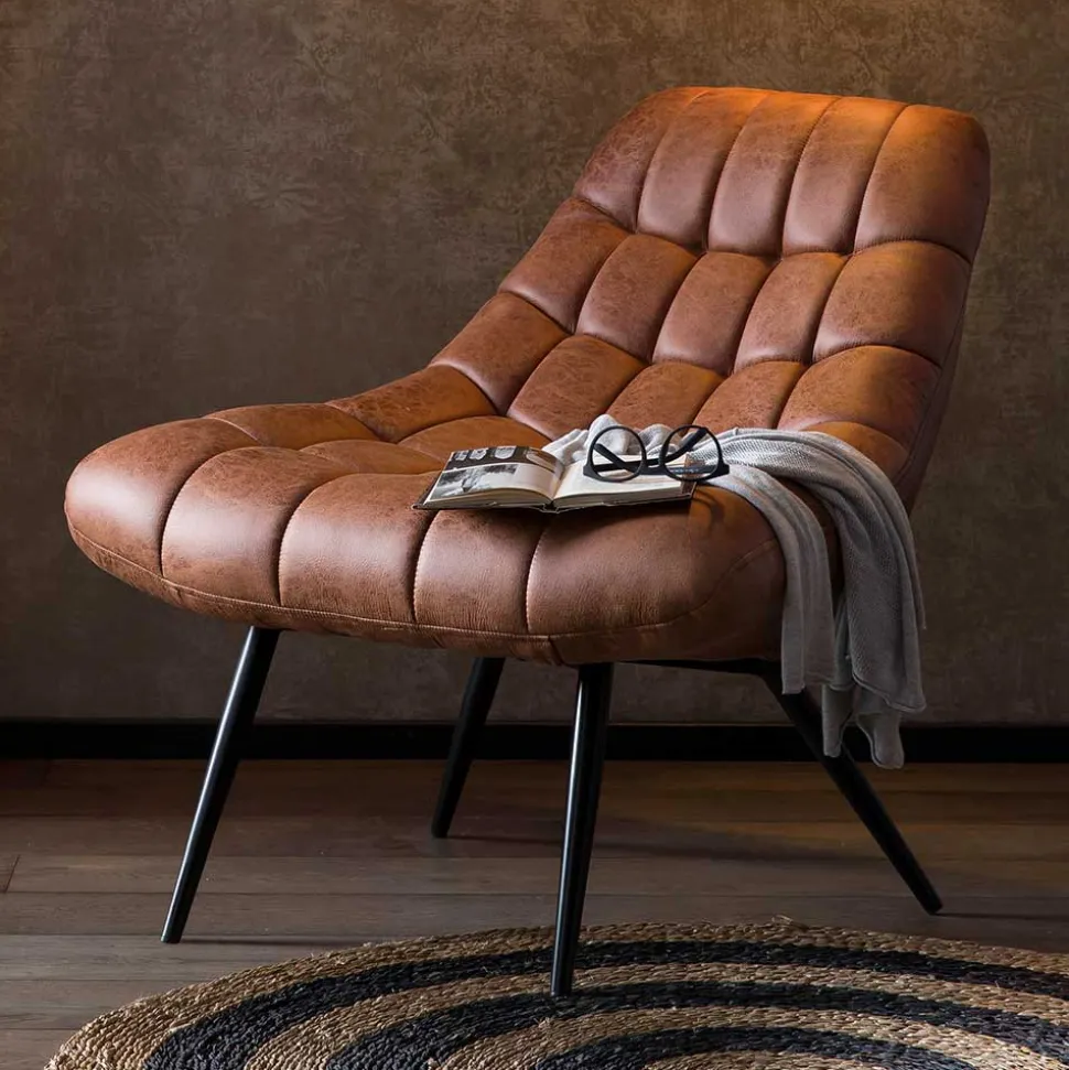 Sessel ohne Armlehnen in Cognac Braun - Escavan