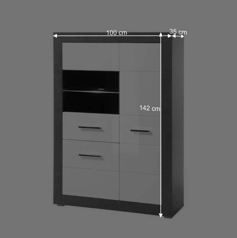 Set Wohnzimmer Anbauwand zweifarbig - Istensa (vierteilig)