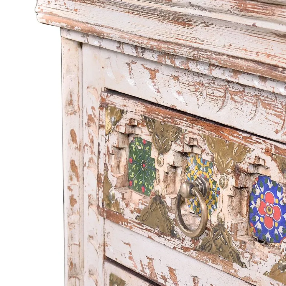 Shabby Chic Nachtkommode in Antikweiß - Mirell