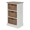 Shabby Nachtkommode Benet in Weiß Holz